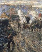 Ernest Lawson Building the New York Sweden oil painting artist
